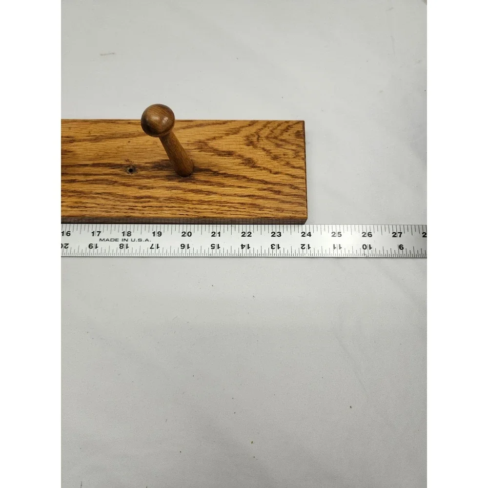 ChoiceWood Red Oak Wall Mount Peg Rack 4 Hook Coat Hat Hanger 24 Inch Brown